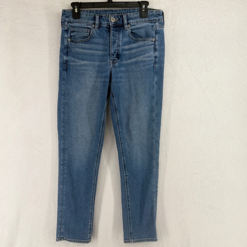 American Eagle Tomgirl Jeans Womens 6 Blue High Rise Button Fly Stretch